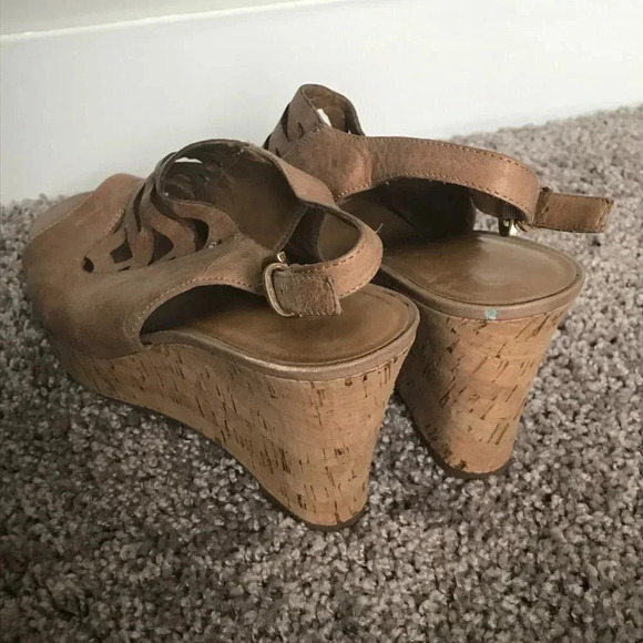 Franco Sarto Tan Peep Toe Wedges - Picture 3 of 5